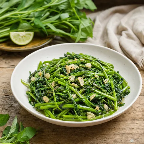 Rau Muống Xào Tỏi (Stir-fried Water Spinach with Garlic) — Vietnamese recipe