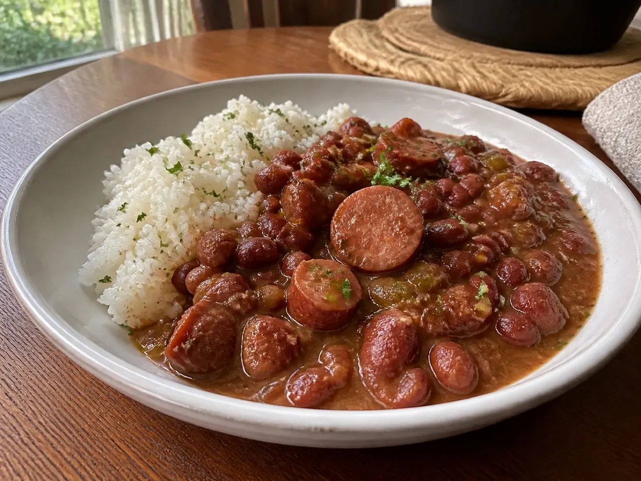 Red Beans and Rice — served