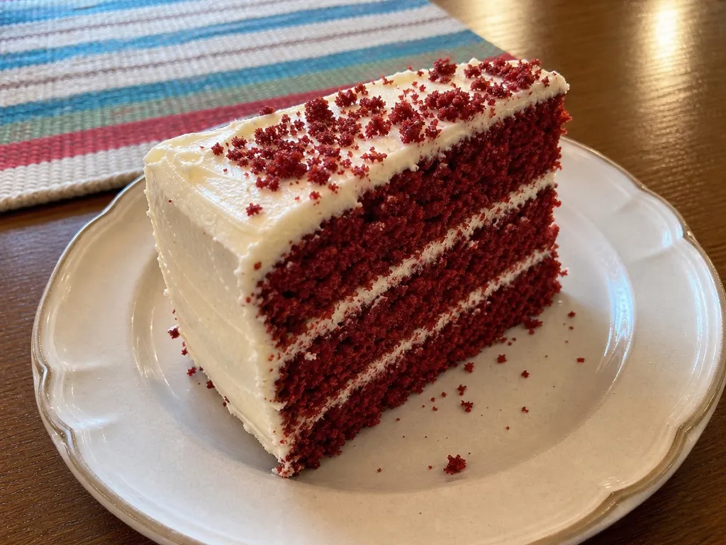 Red Velvet Cake — plated and served