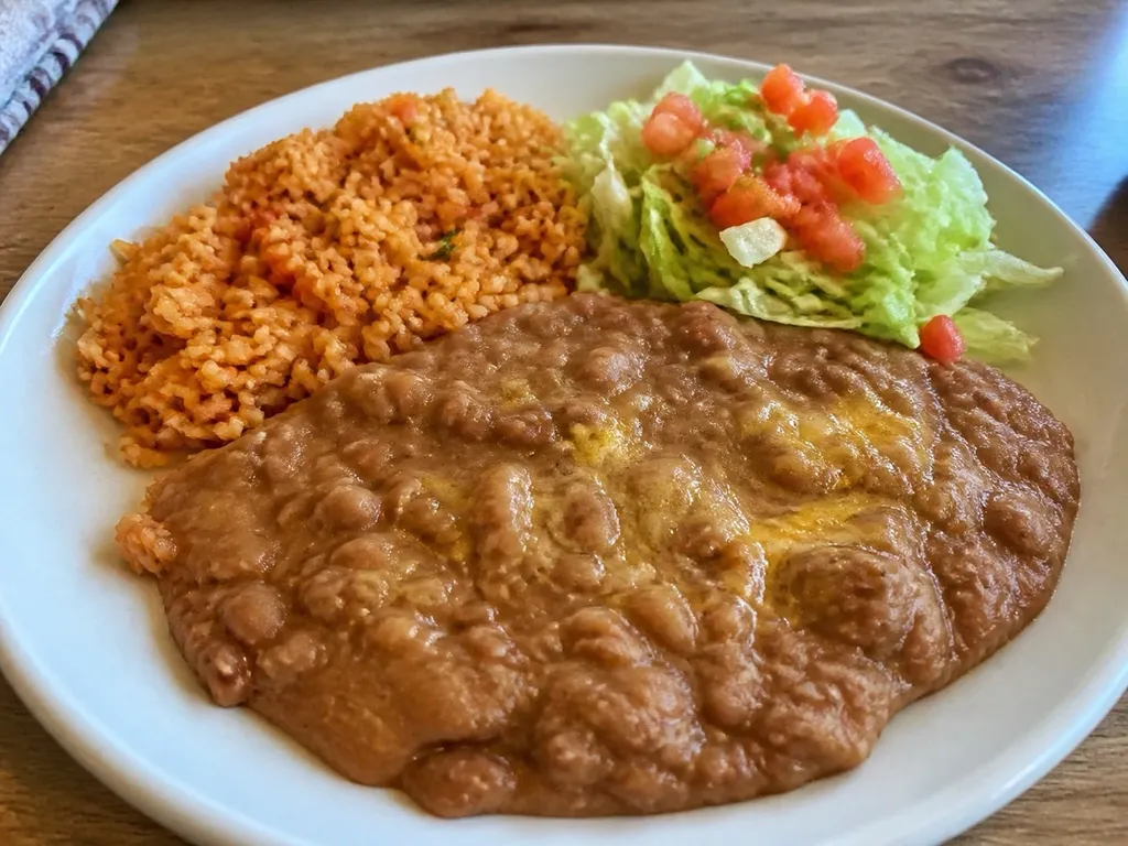 Refried Beans — plated and served