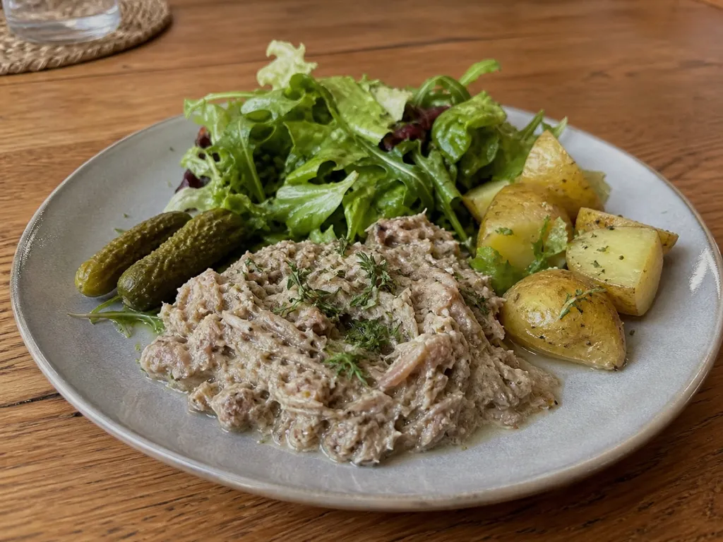 Rillettes de Porc — plated and served