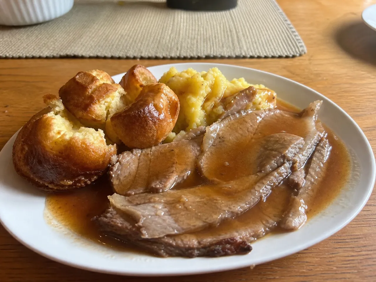 Roast Beef and Yorkshire Pudding — served