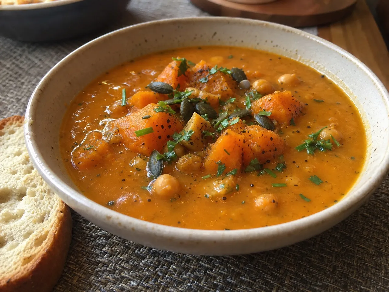 Roasted Butternut Squash Soup — served