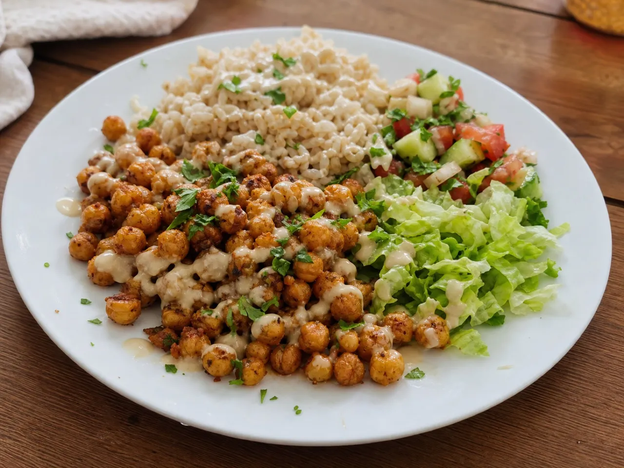 Roasted Chickpea Salad — served