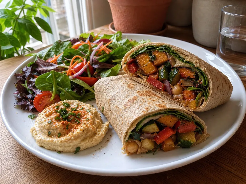 Roasted Veggie Wrap — plated and served