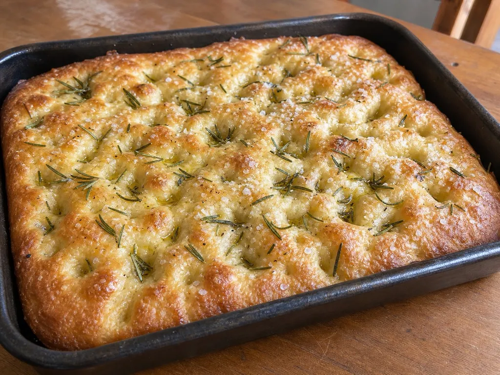 Rosemary Focaccia — plated and served