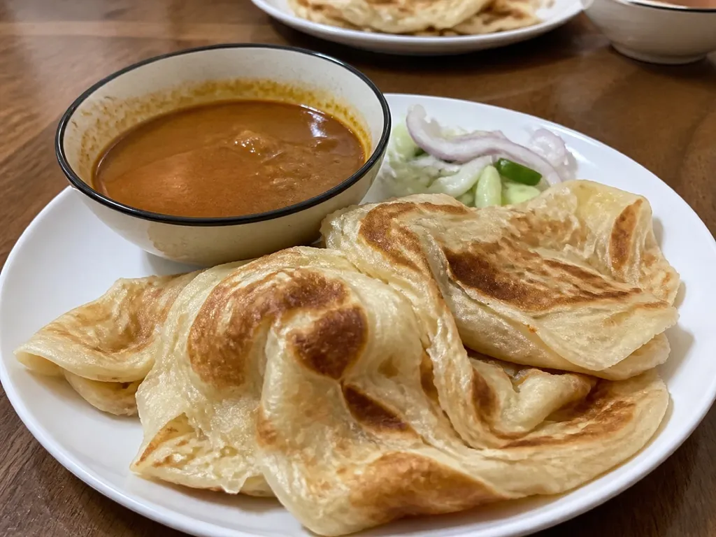 Roti Canai — plated and served
