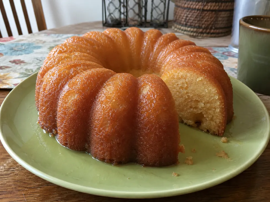 Rum Cake — plated and served