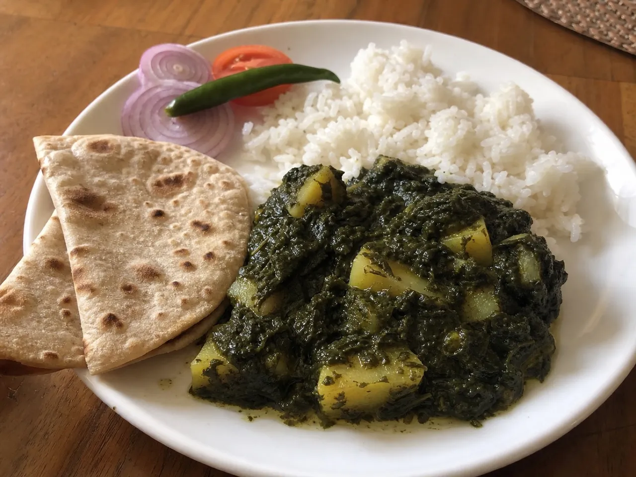 Saag Aloo — served