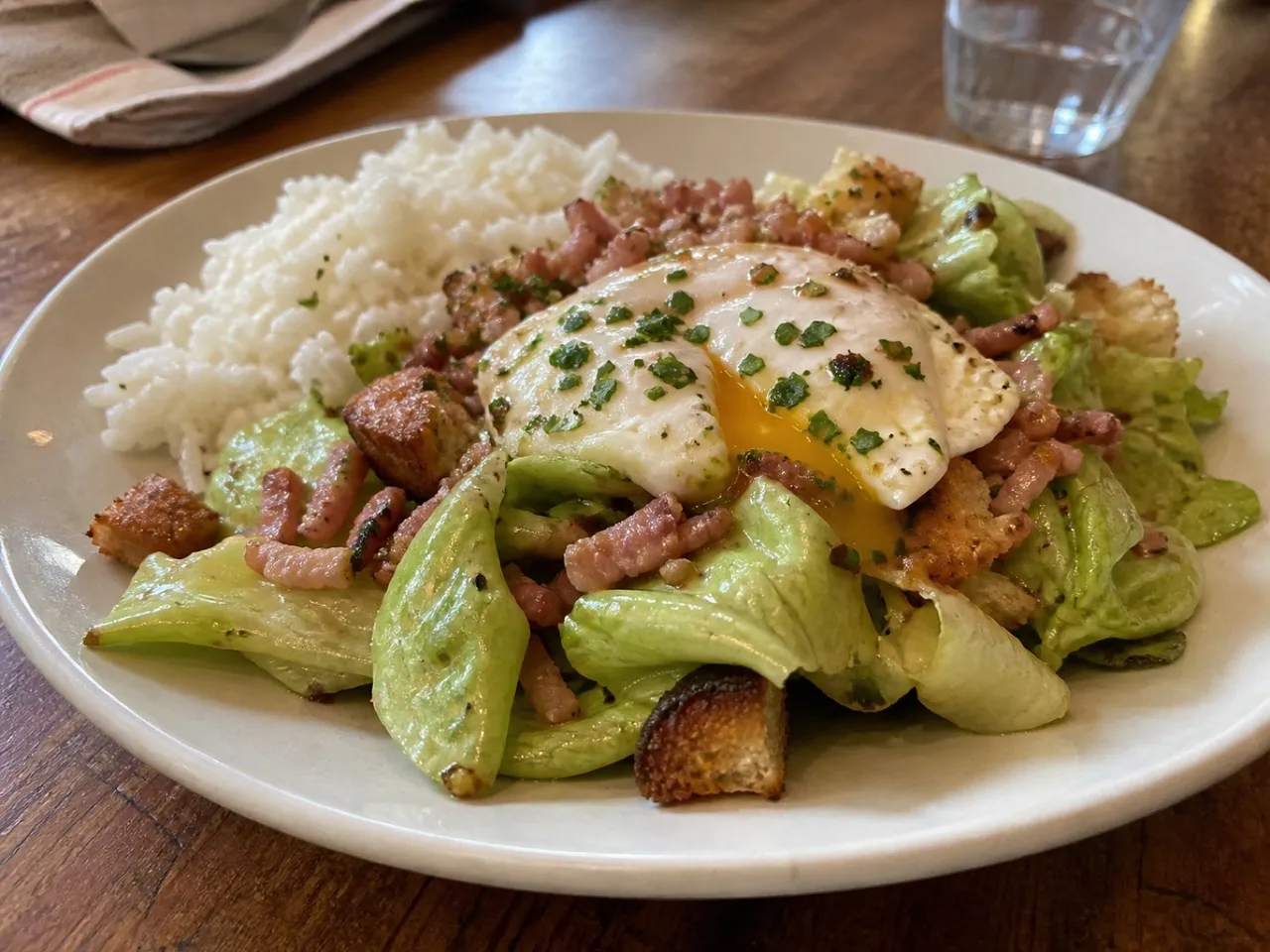 Salade Lyonnaise — served