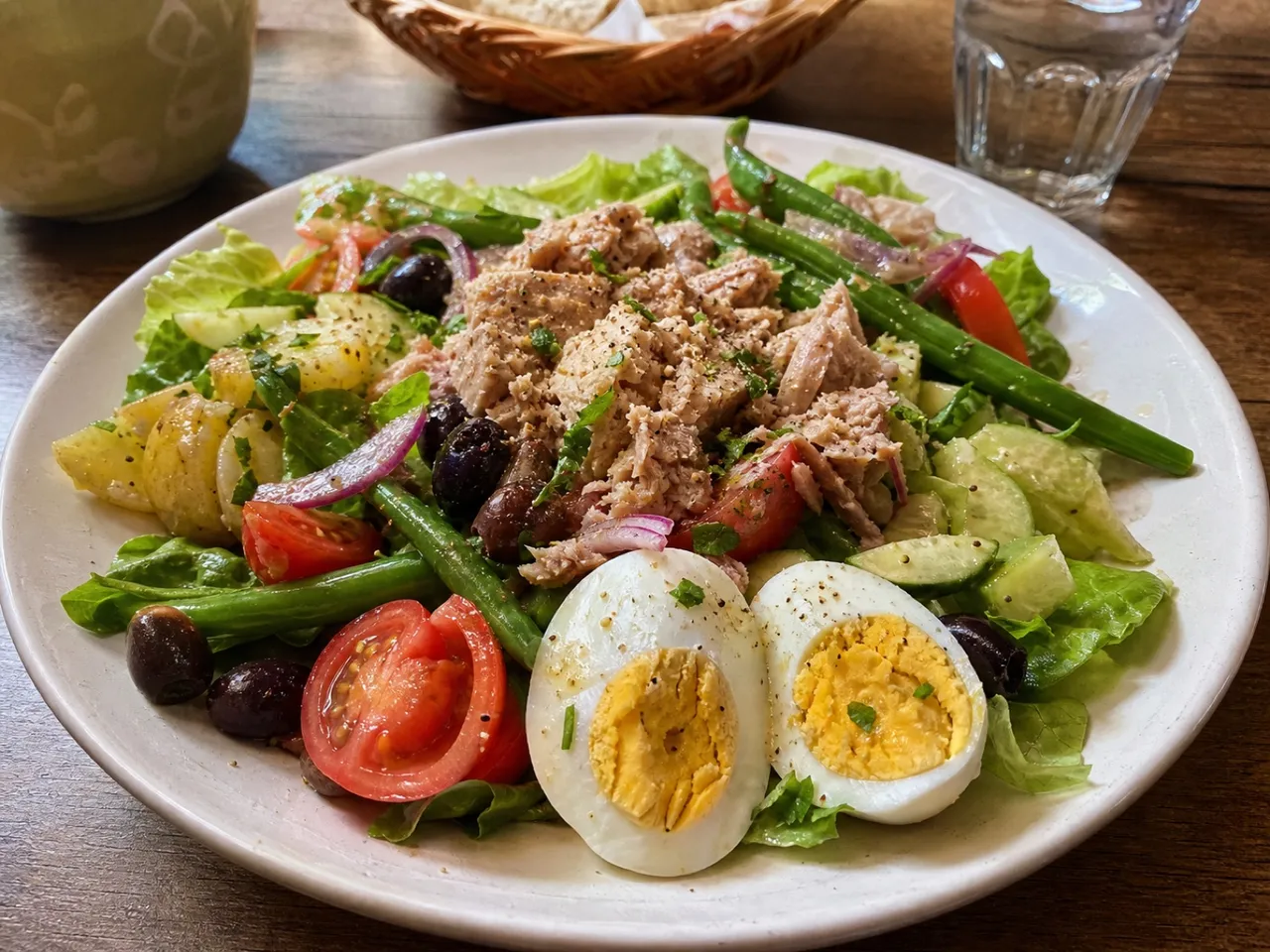 Salade Niçoise — served