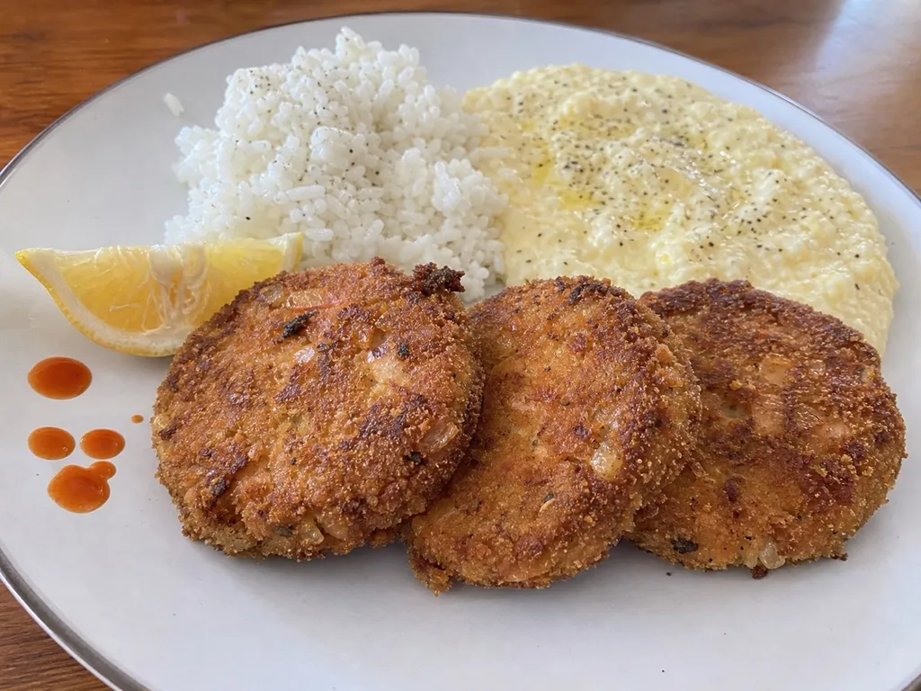 Salmon Croquettes — plated and served
