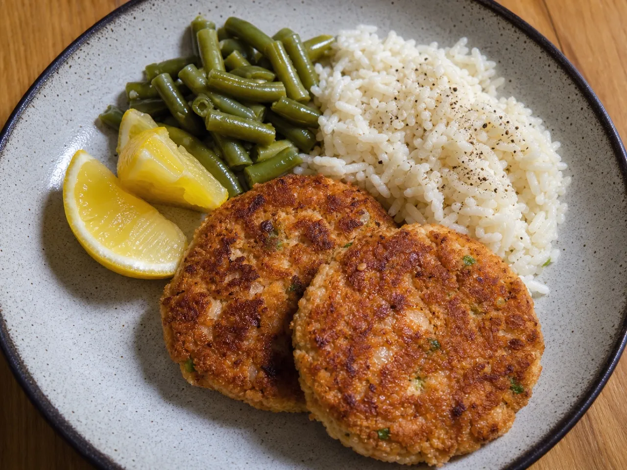 Salmon Patties — served