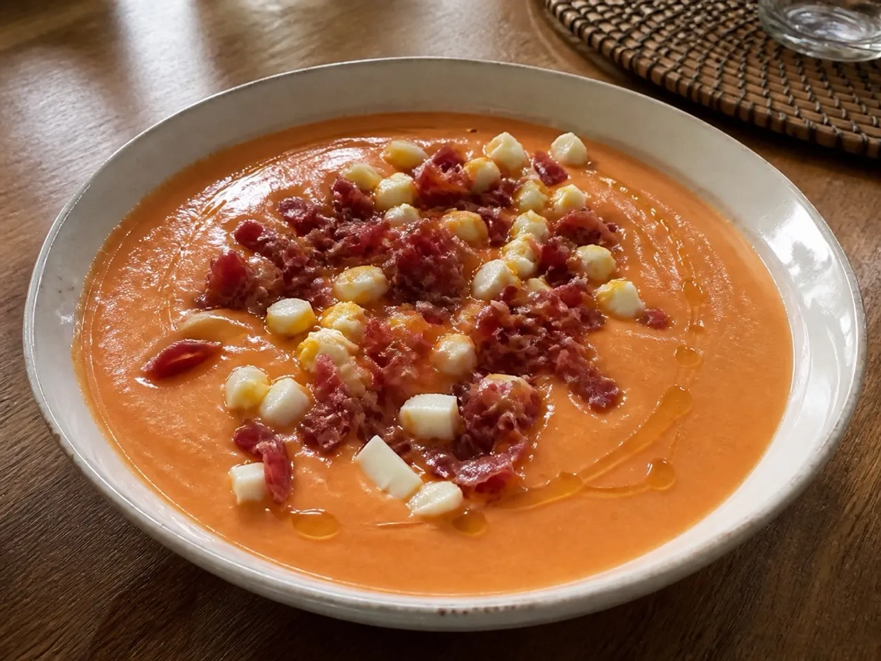 Salmorejo — served
