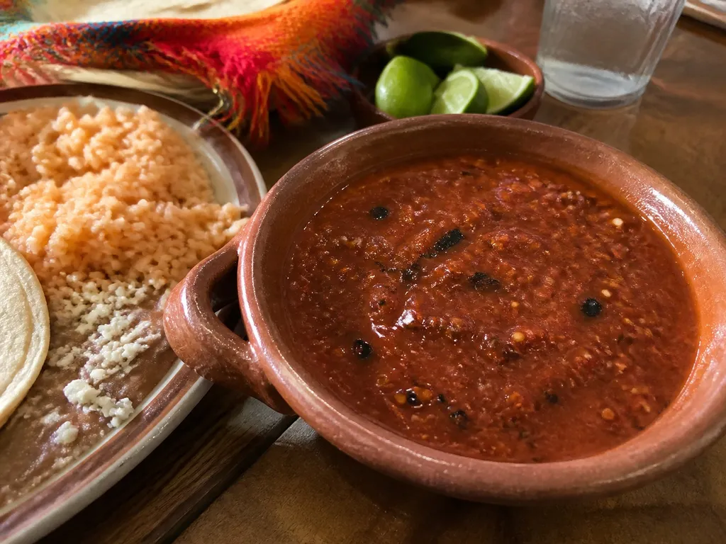 Salsa Roja (Roasted Red Salsa) — plated and served