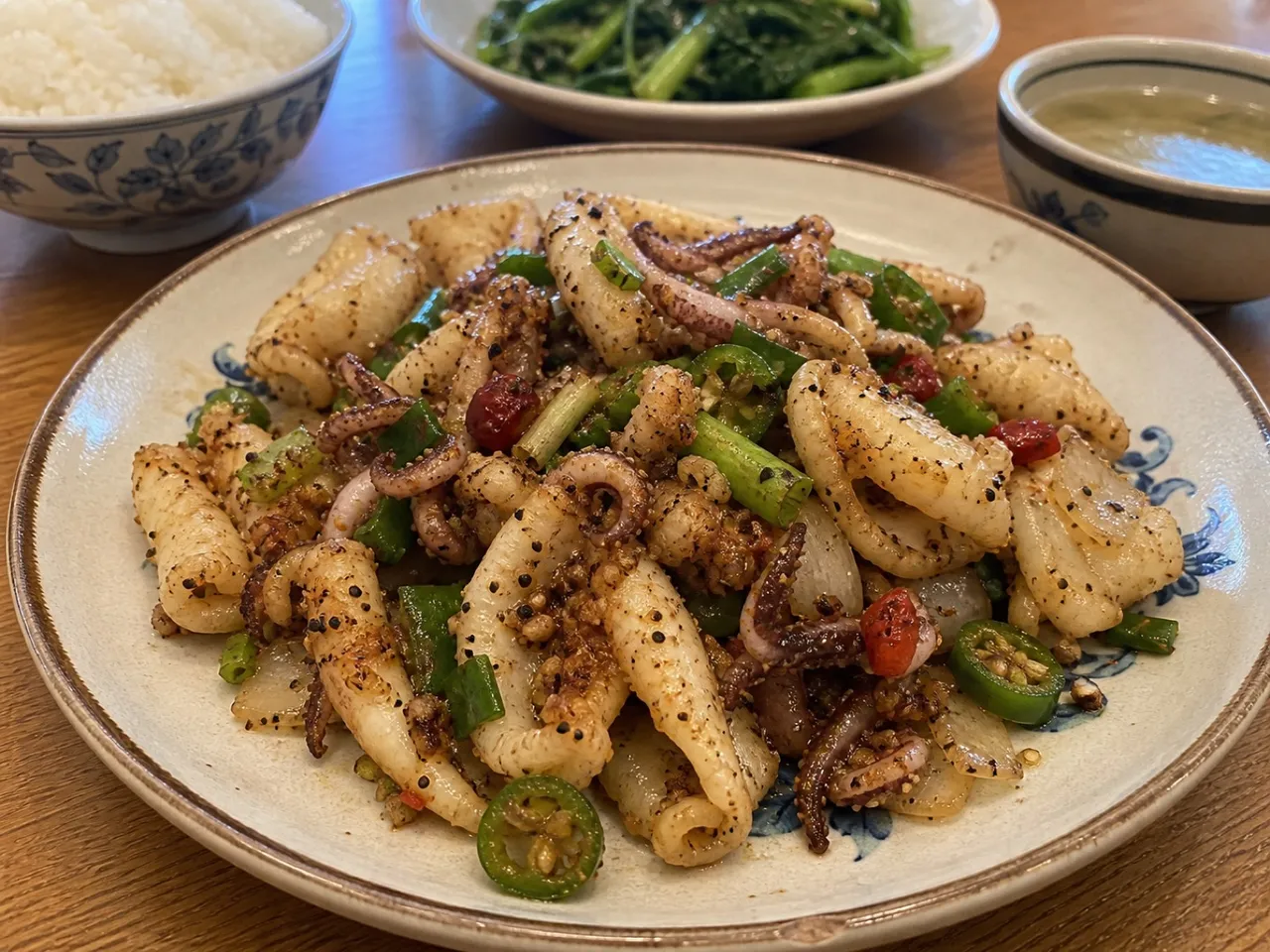 Salt and Pepper Squid — served