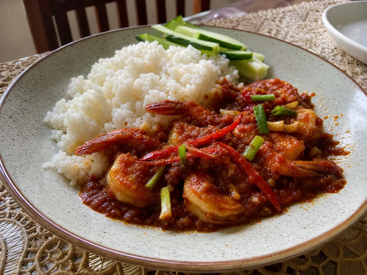 Sambal Udang — served