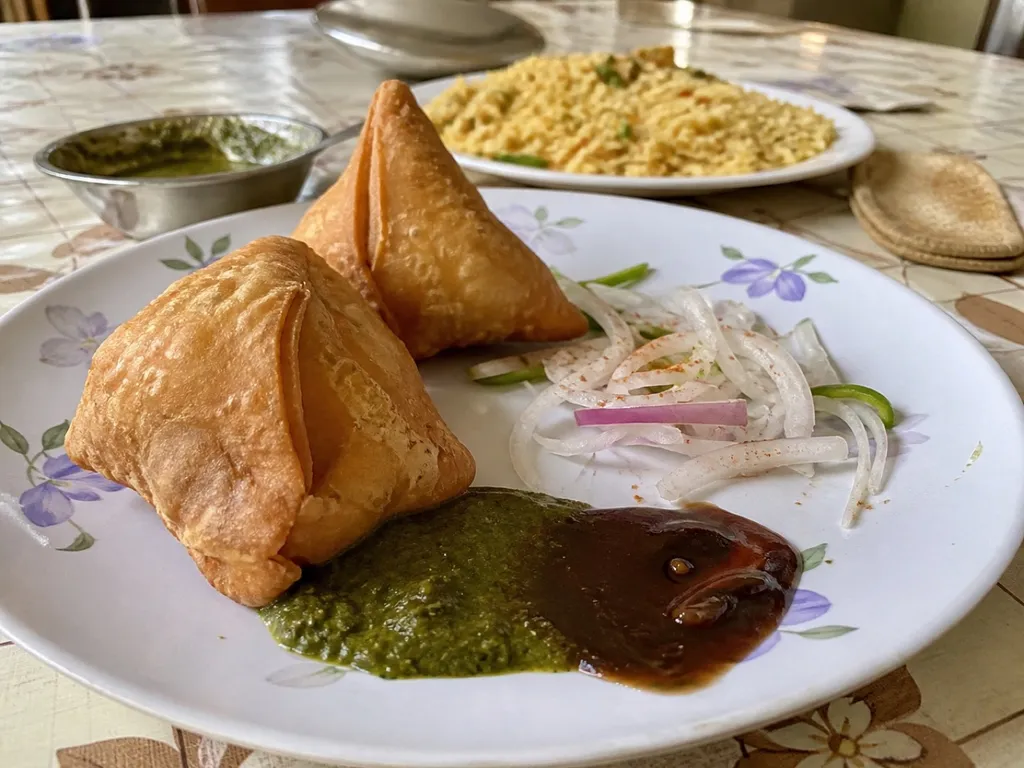 Samosa — plated and served