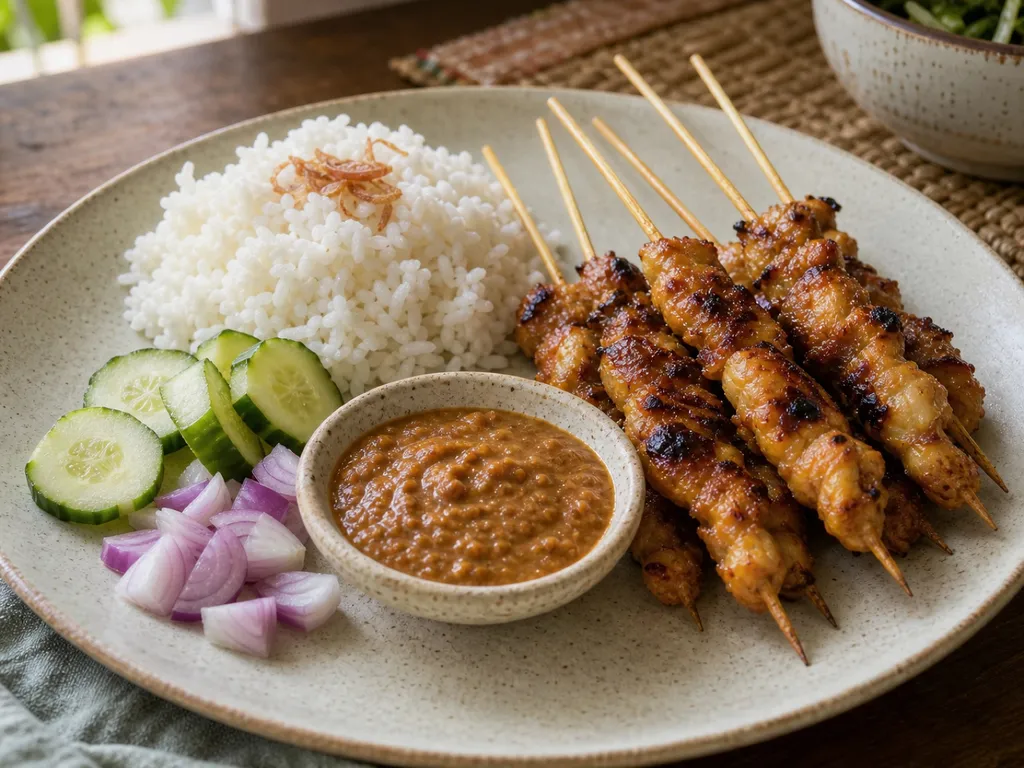 Satay Ayam — plated and served