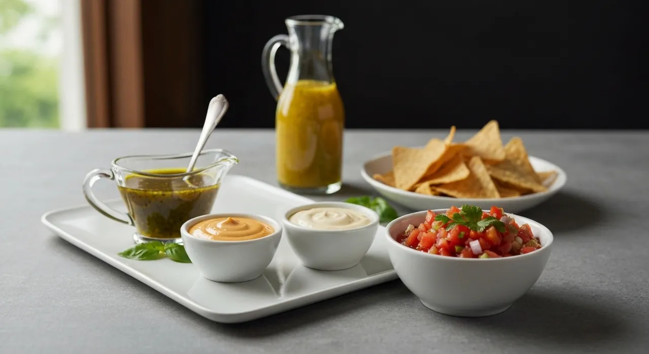 A spread of Sauces & Dressings dishes