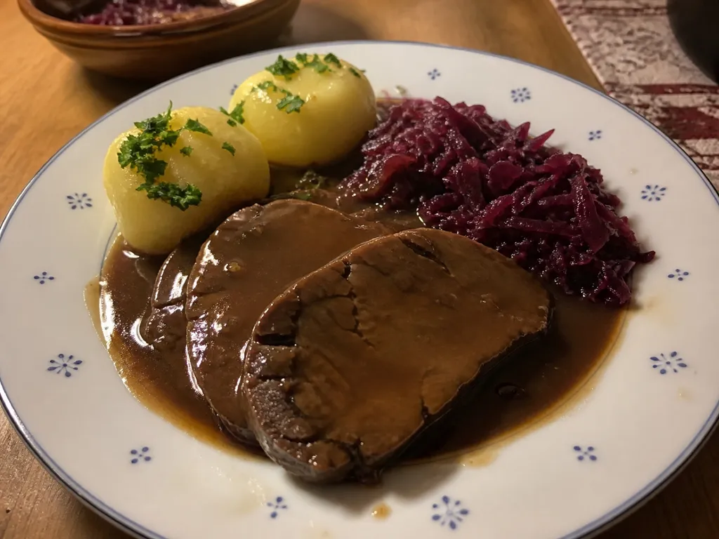 Sauerbraten (German Pot Roast) — plated and served
