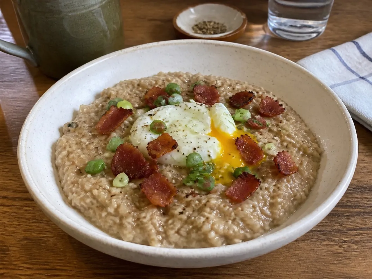 Savory Steel-Cut Oatmeal — served