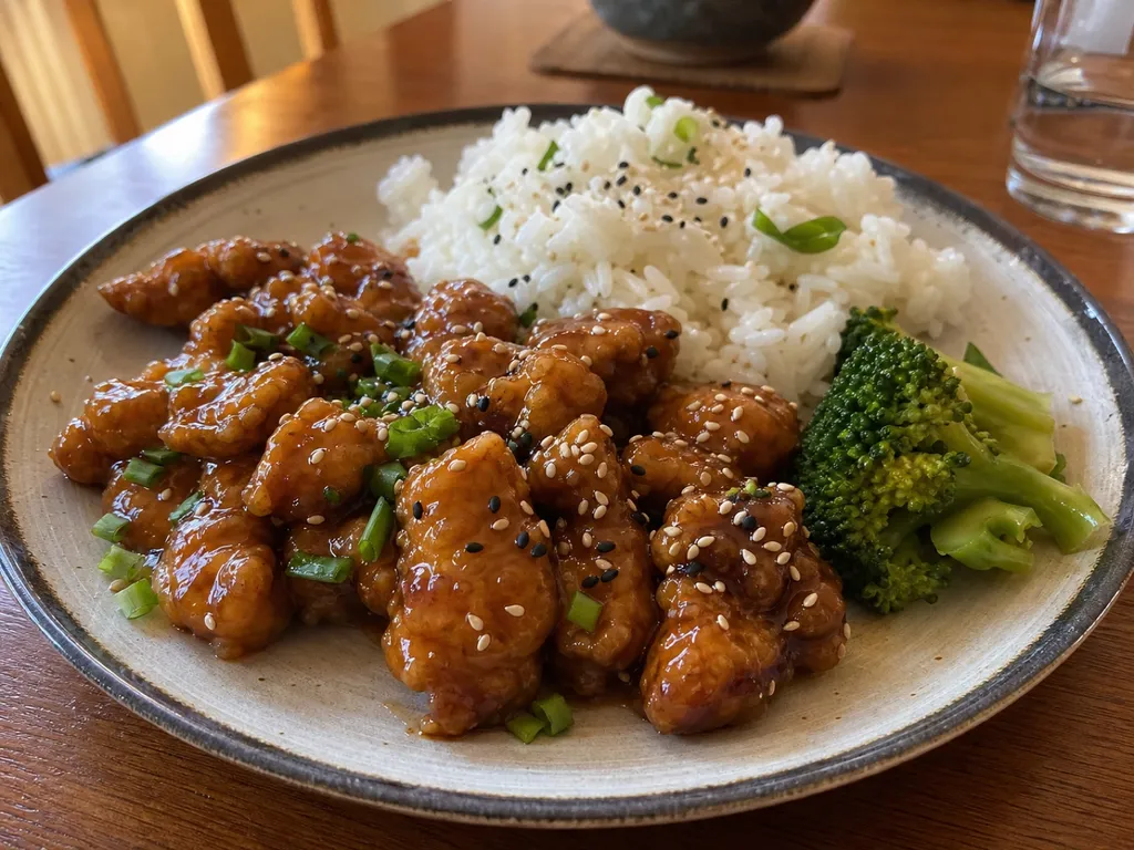 Sesame Chicken — plated and served