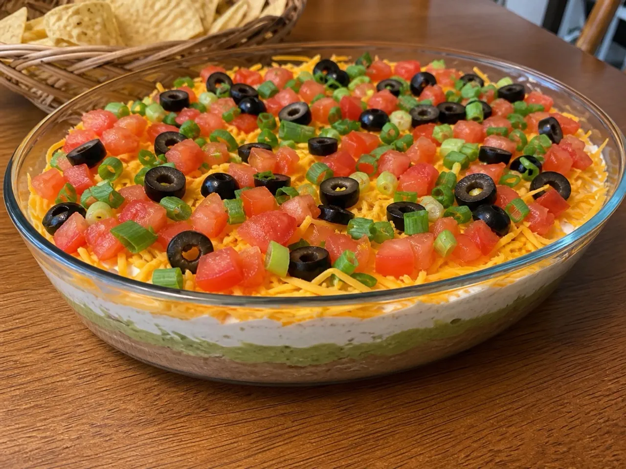 Seven-Layer Dip — served