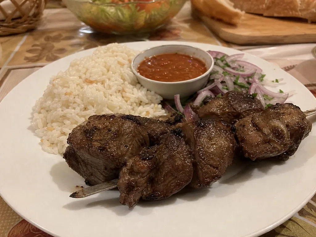 Shashlik — plated and served
