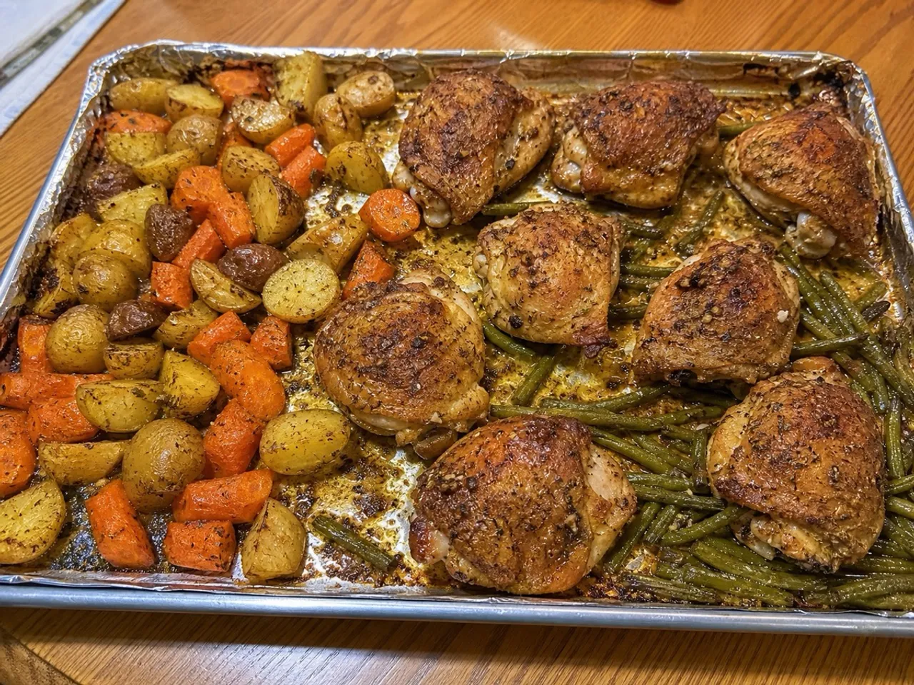 Sheet-Pan Chicken and Vegetables — served