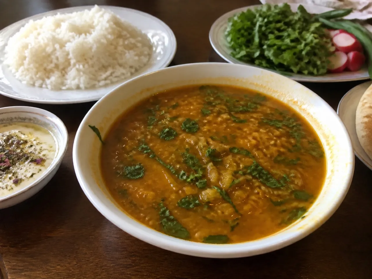 Shorbat Adas (Lentil Soup) — served
