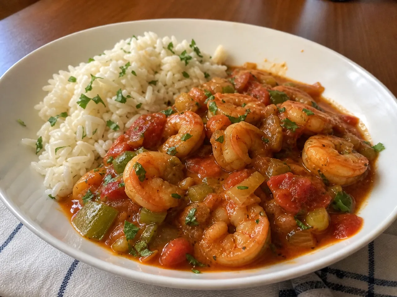 Shrimp Creole — served