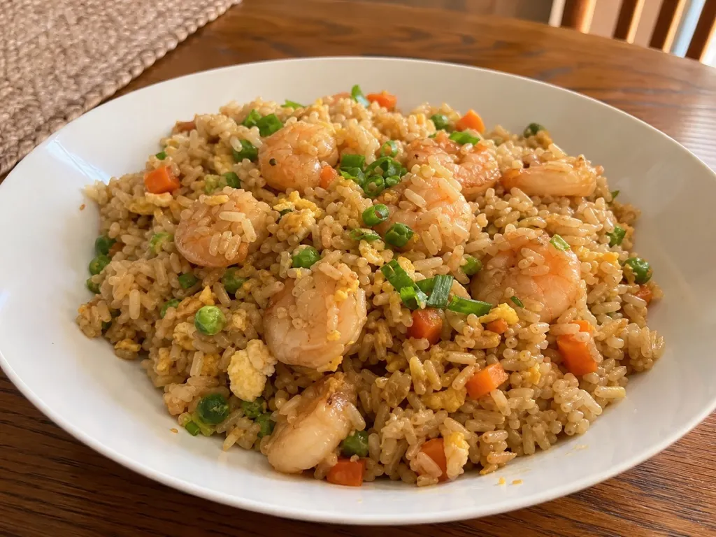 Shrimp Fried Rice — plated and served