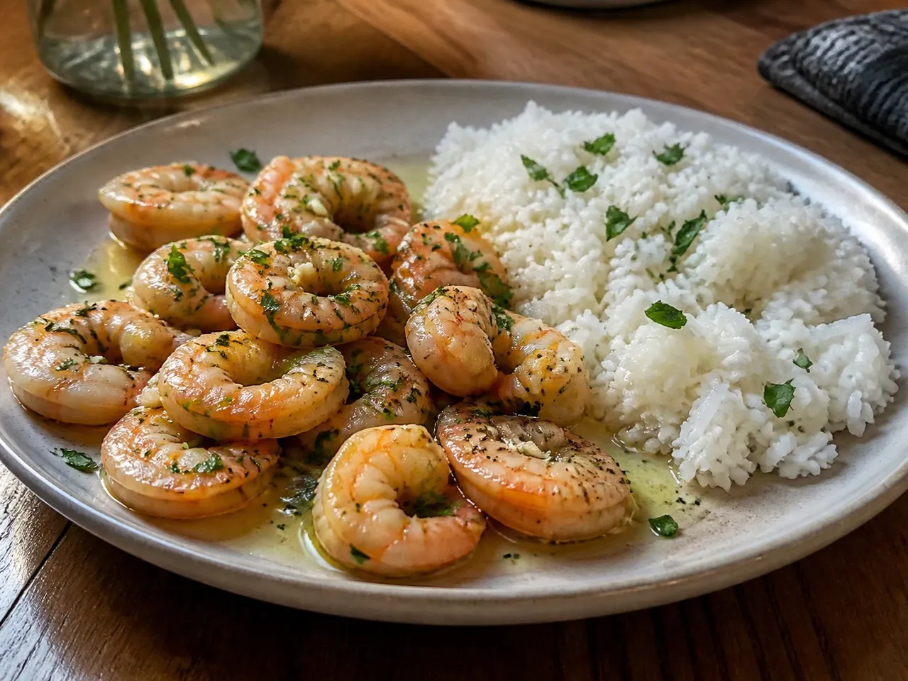 Shrimp Scampi (Gamberi all'Aglio) — served