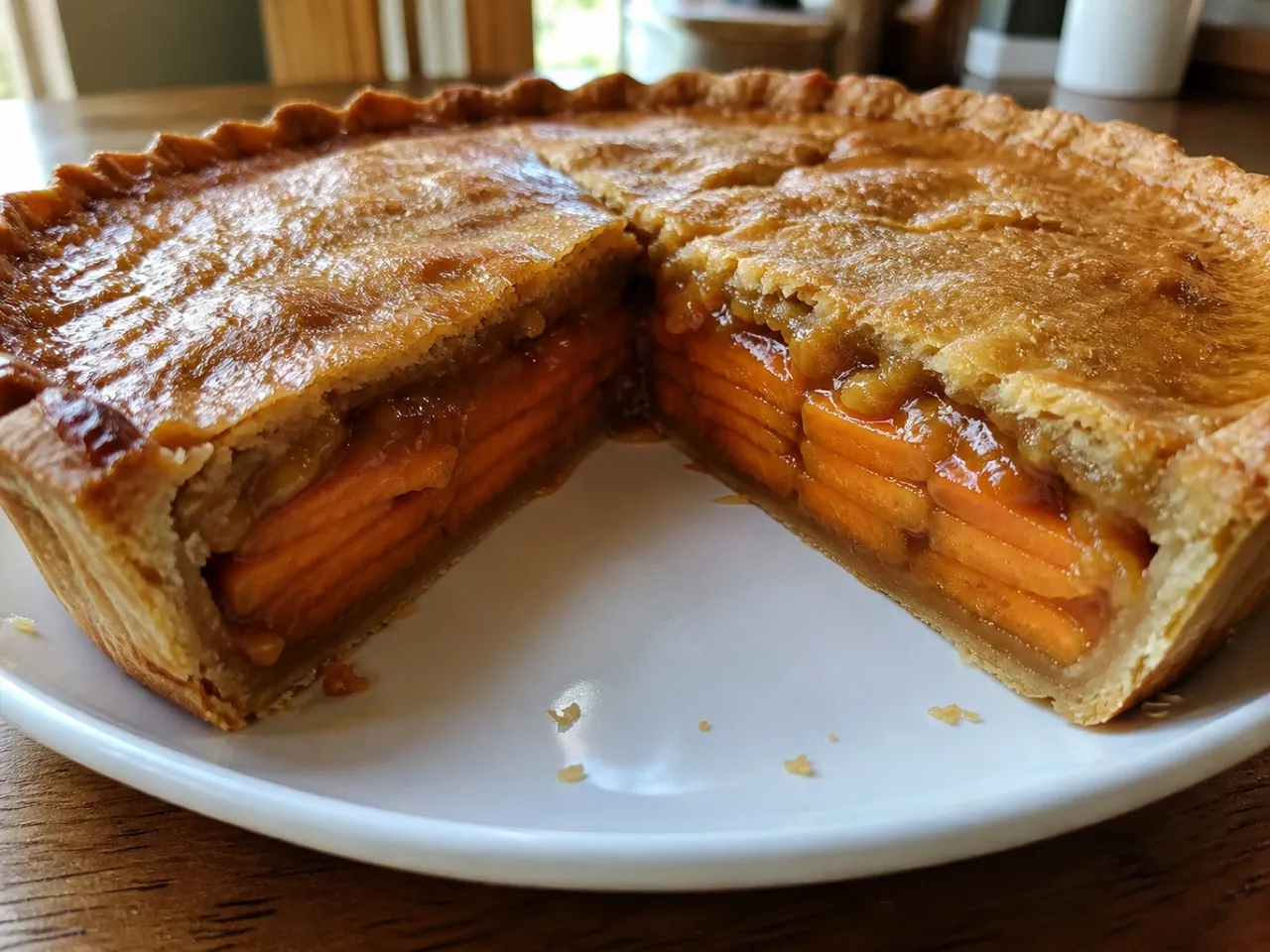 Sliced Sweet Potato Pie — served