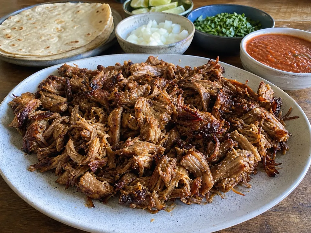 Slow Cooker Pork Carnitas — plated and served