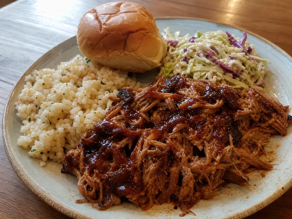 Slow Cooker Pulled Pork — plated and served
