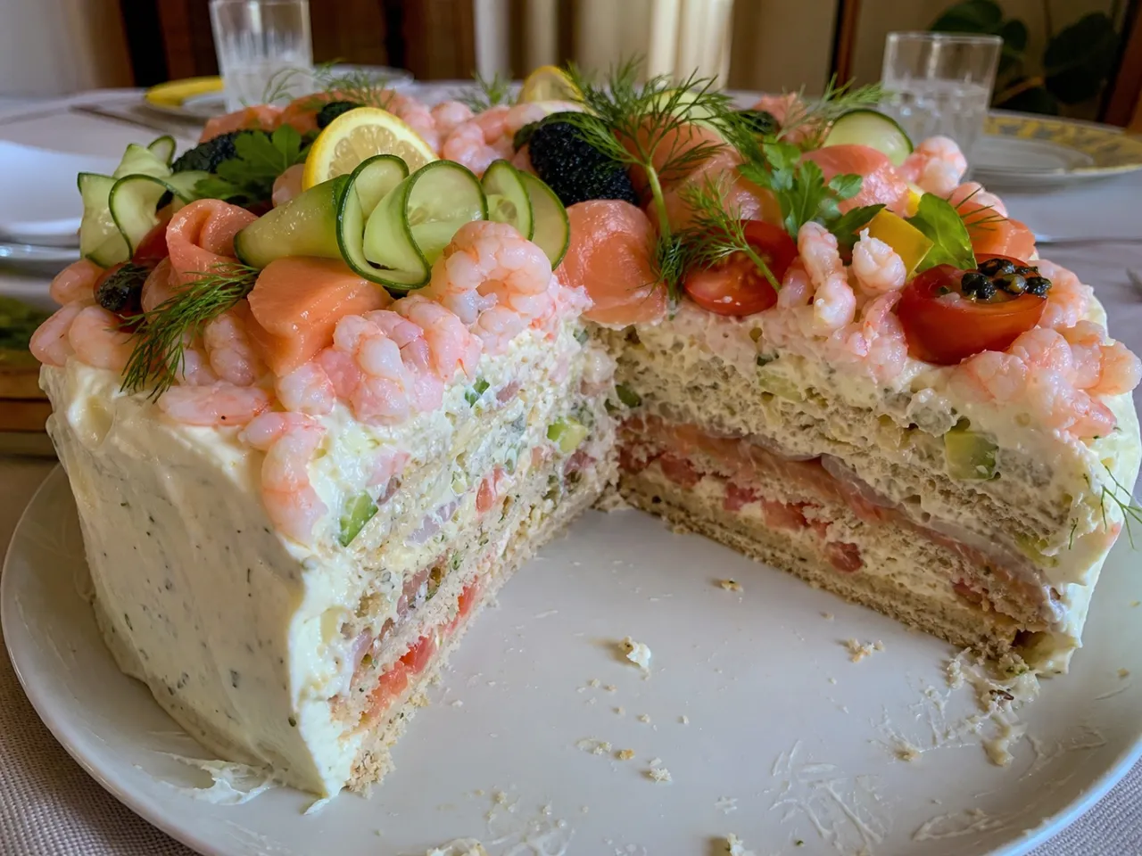 Smörgåstårta — served