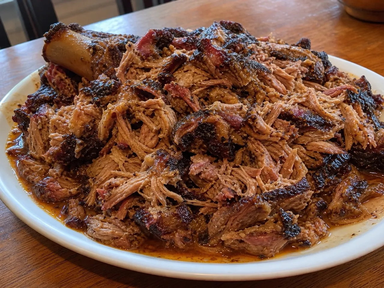 Smoked Pork Shoulder — served