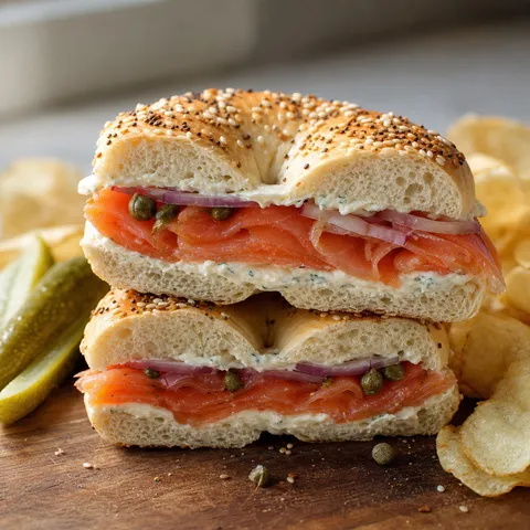 Smoked Salmon Bagel (Lox) — Sandwiches recipe