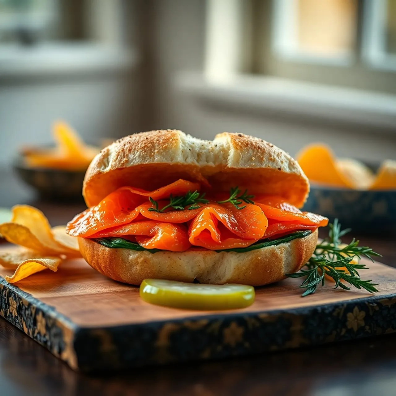 Smoked Salmon Bagel (Lox) — Sandwiches recipe