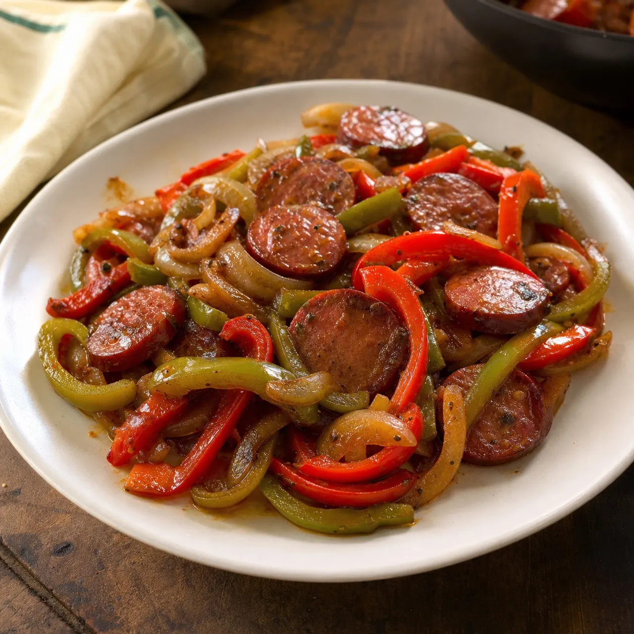 Smoked Sausage with Peppers — North American recipe