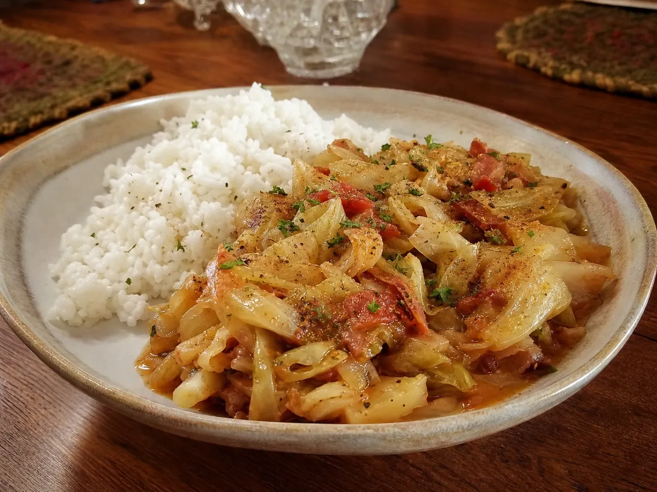 Smothered Cabbage — served