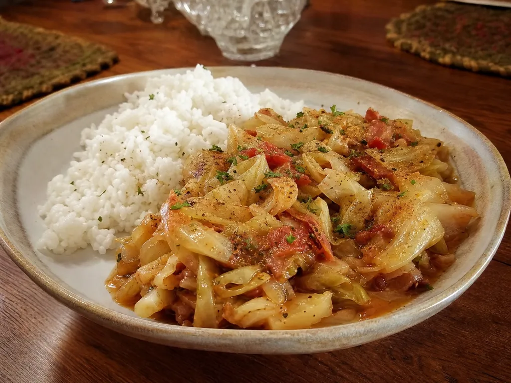 Smothered Cabbage — plated and served