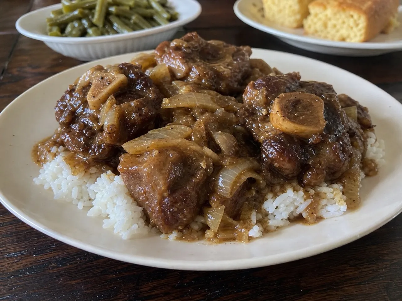 Smothered Oxtails — served