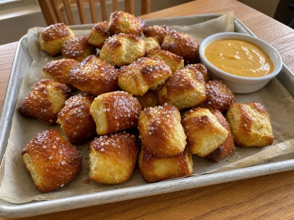 Soft Pretzel Bites — plated and served