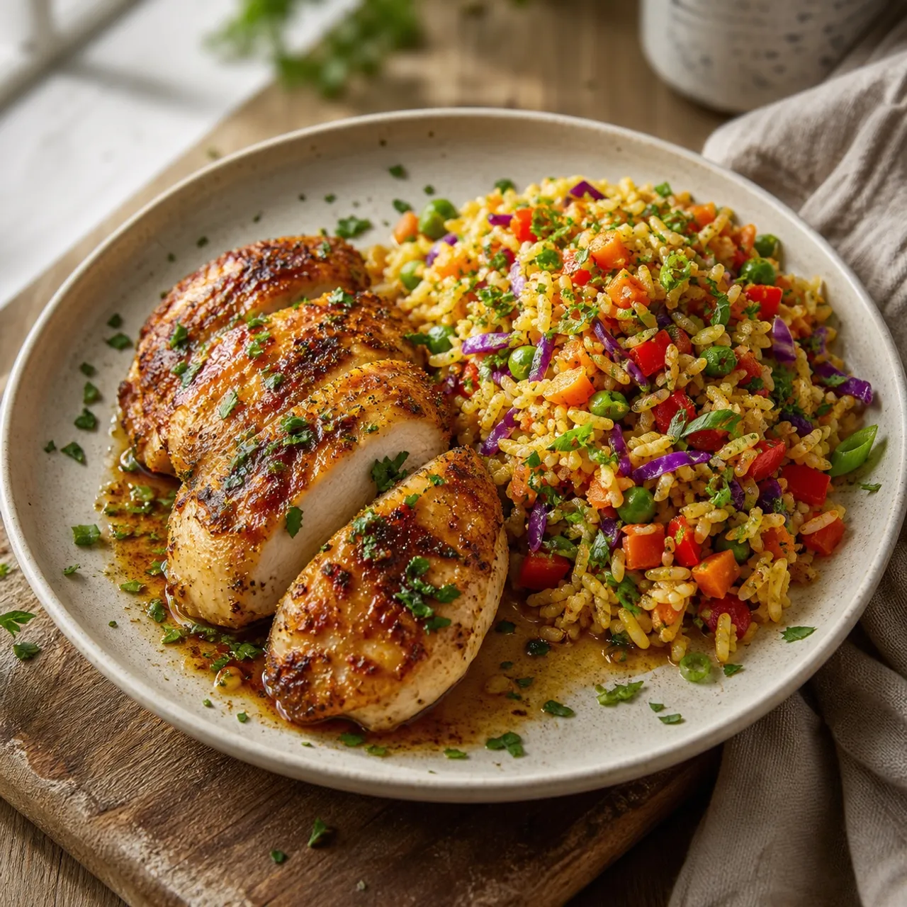 Solo Chicken Breast and Rainbow Rice — Chicken & Poultry recipe