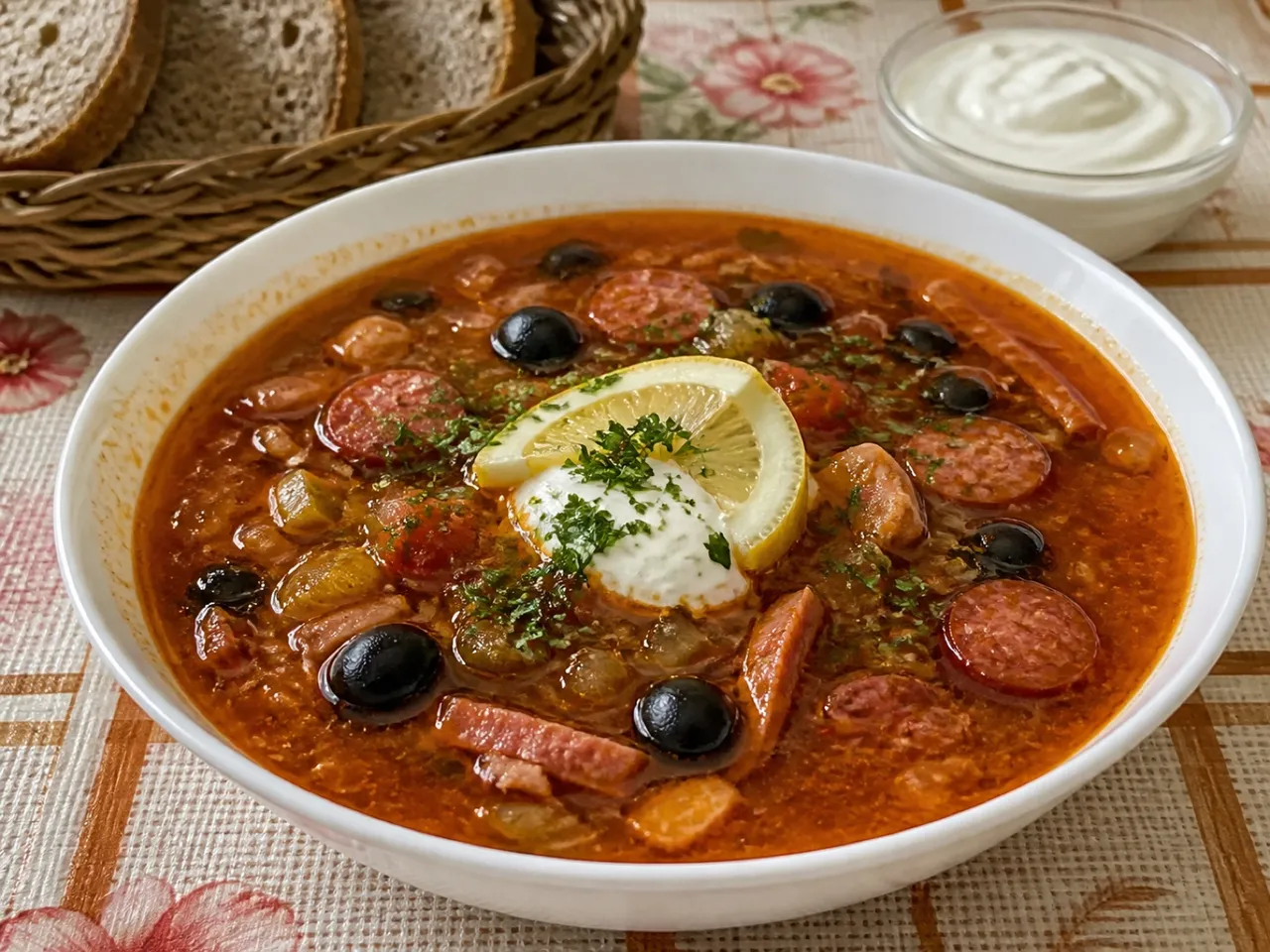 Solyanka — served