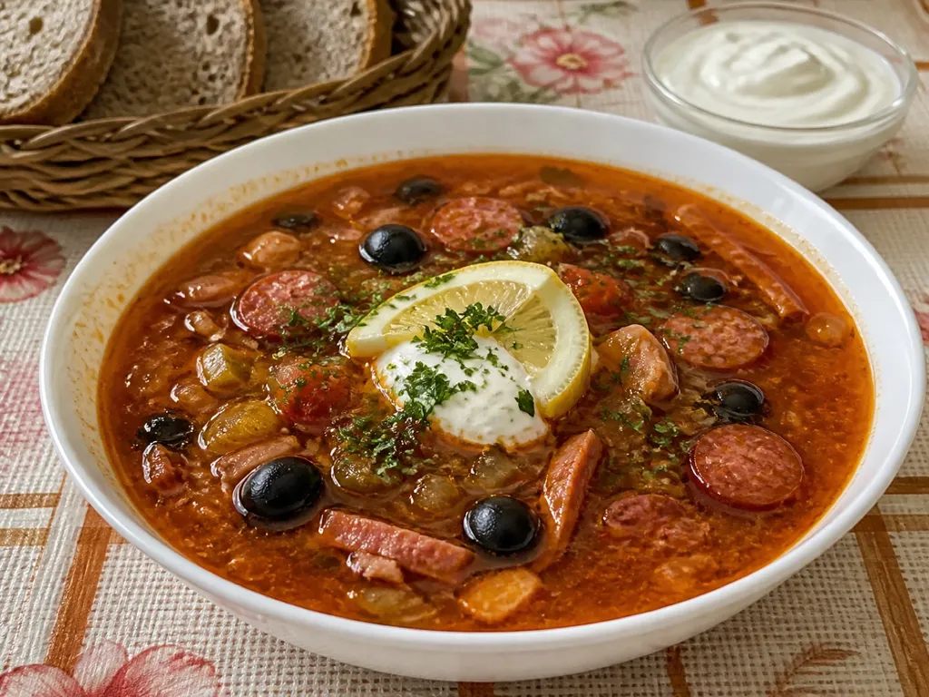 Solyanka — plated and served