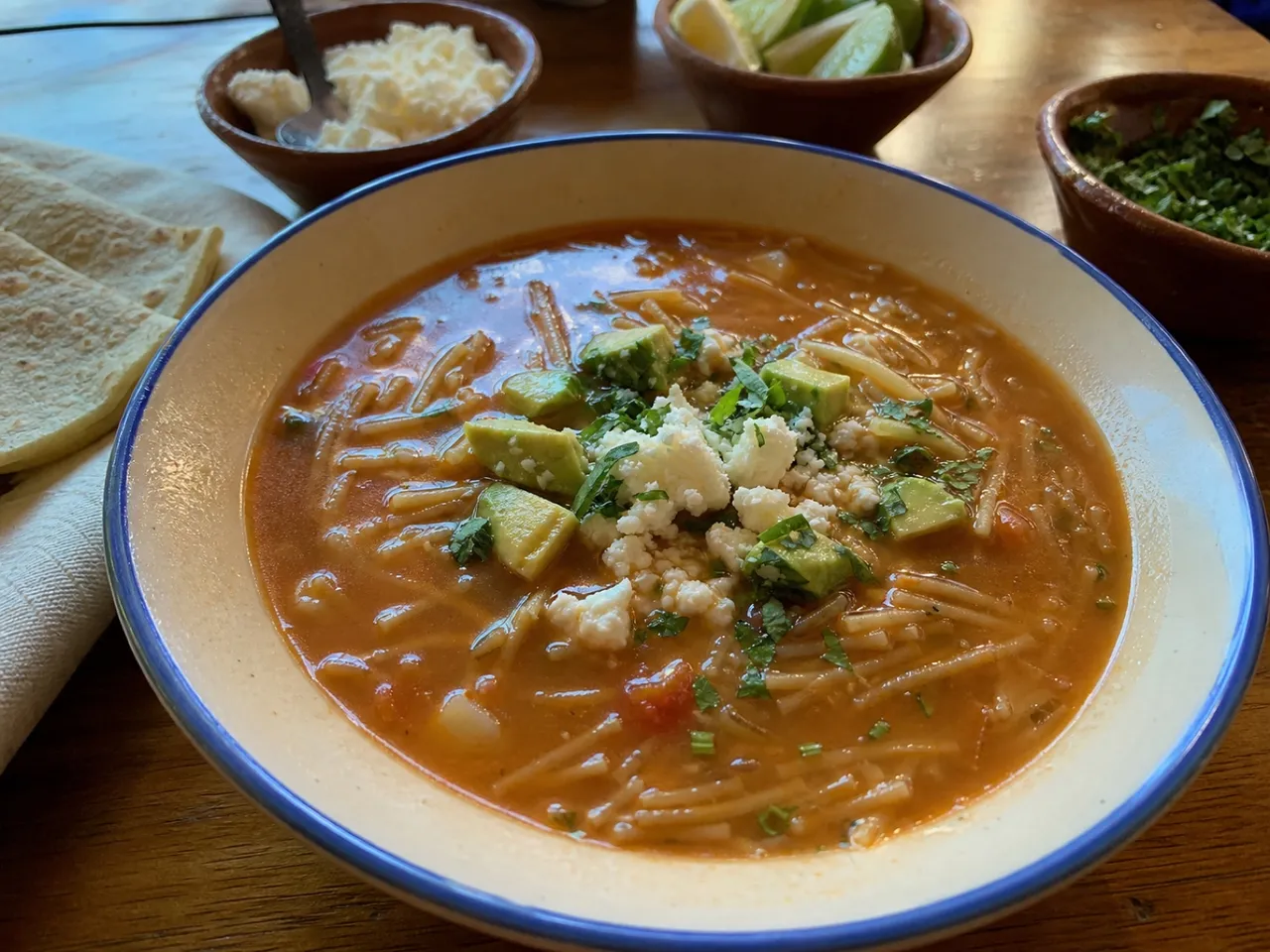 Sopa de Fideo — served